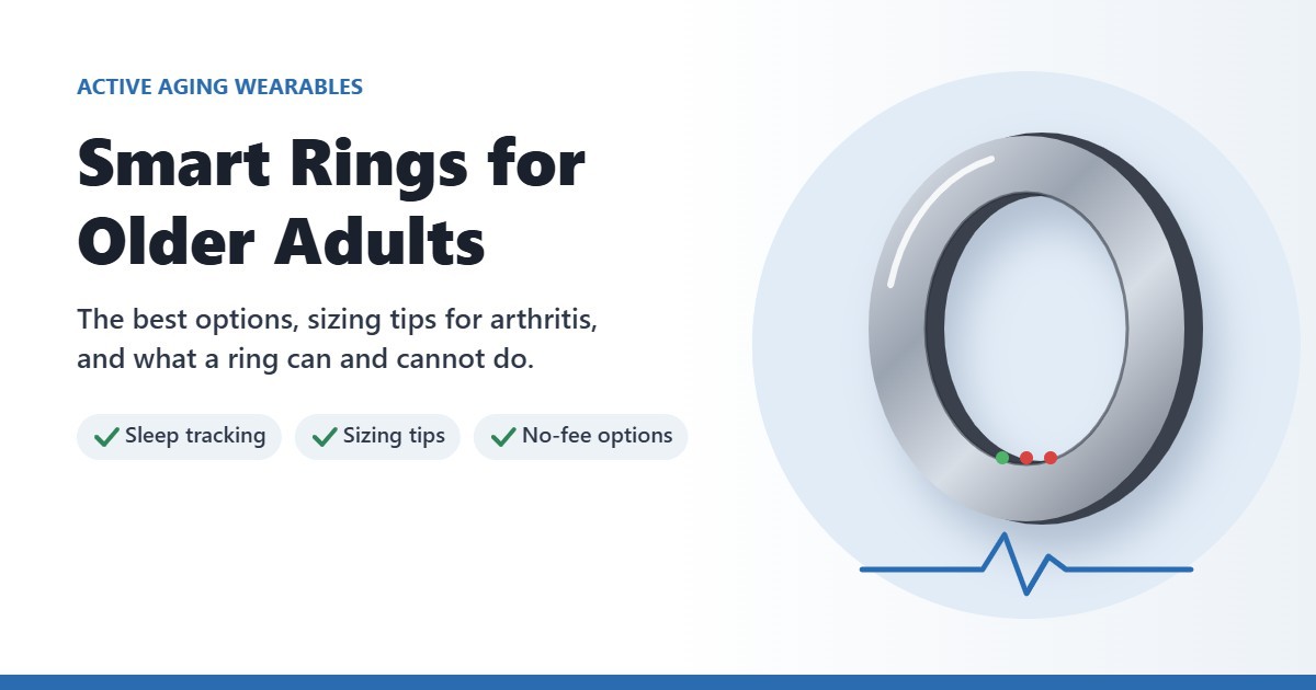Illustration of a metallic smart ring with health sensors and a heart rate line